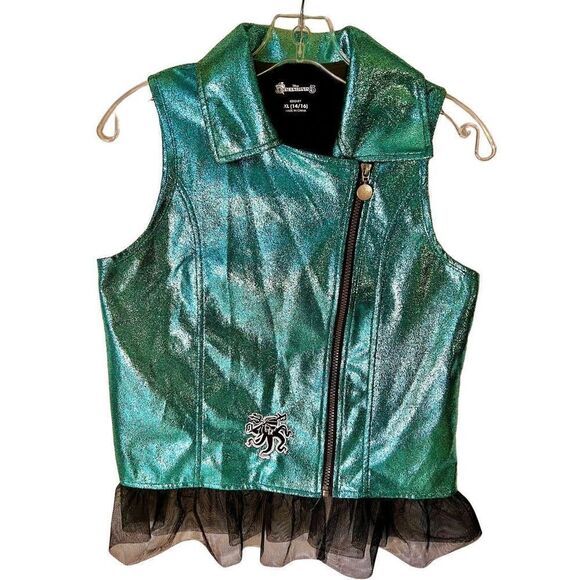 Disney Descendants 3 Teal Uma Motorcycle Vest Black Vest Tulle XL (14/16) - Picture 3 of 8